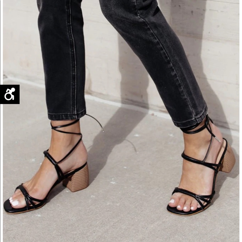 Black strappy sandal heels